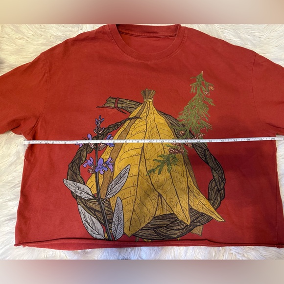 Handmade Reworked Crop Top Nature Graphic Double Sided Cottagecore Tee - Picture 5 of 6